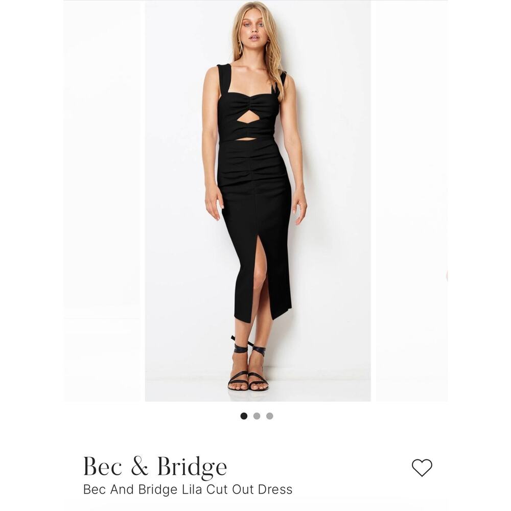 Bec And Bridge Lila Cut Out Black Midi Dress Size 4
